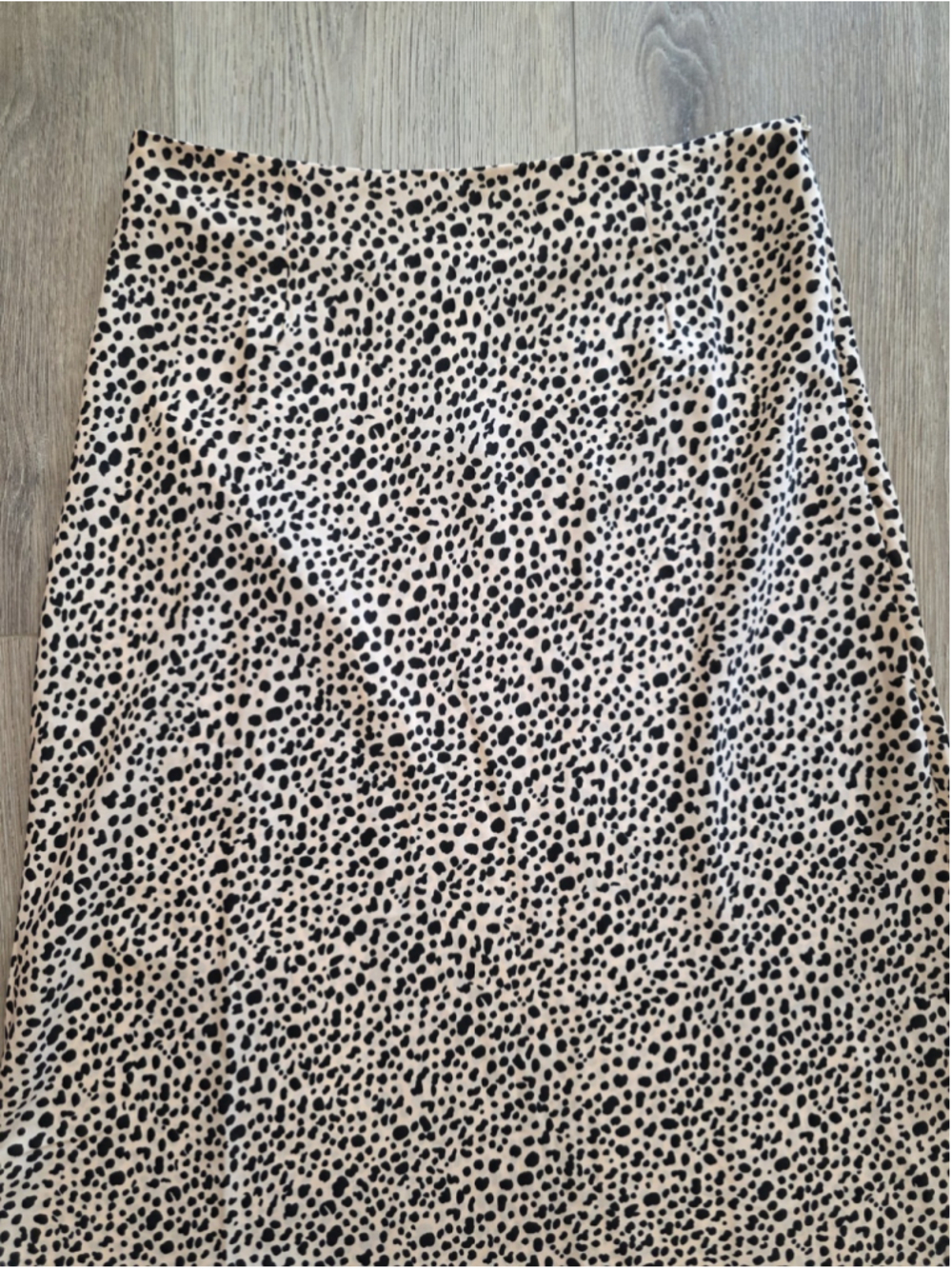Nasty Gal NWT Polka Dot Midi Skirt Women’s US 8 Beige Black Bias Cut Slip Skirt - Picture 4 of 10